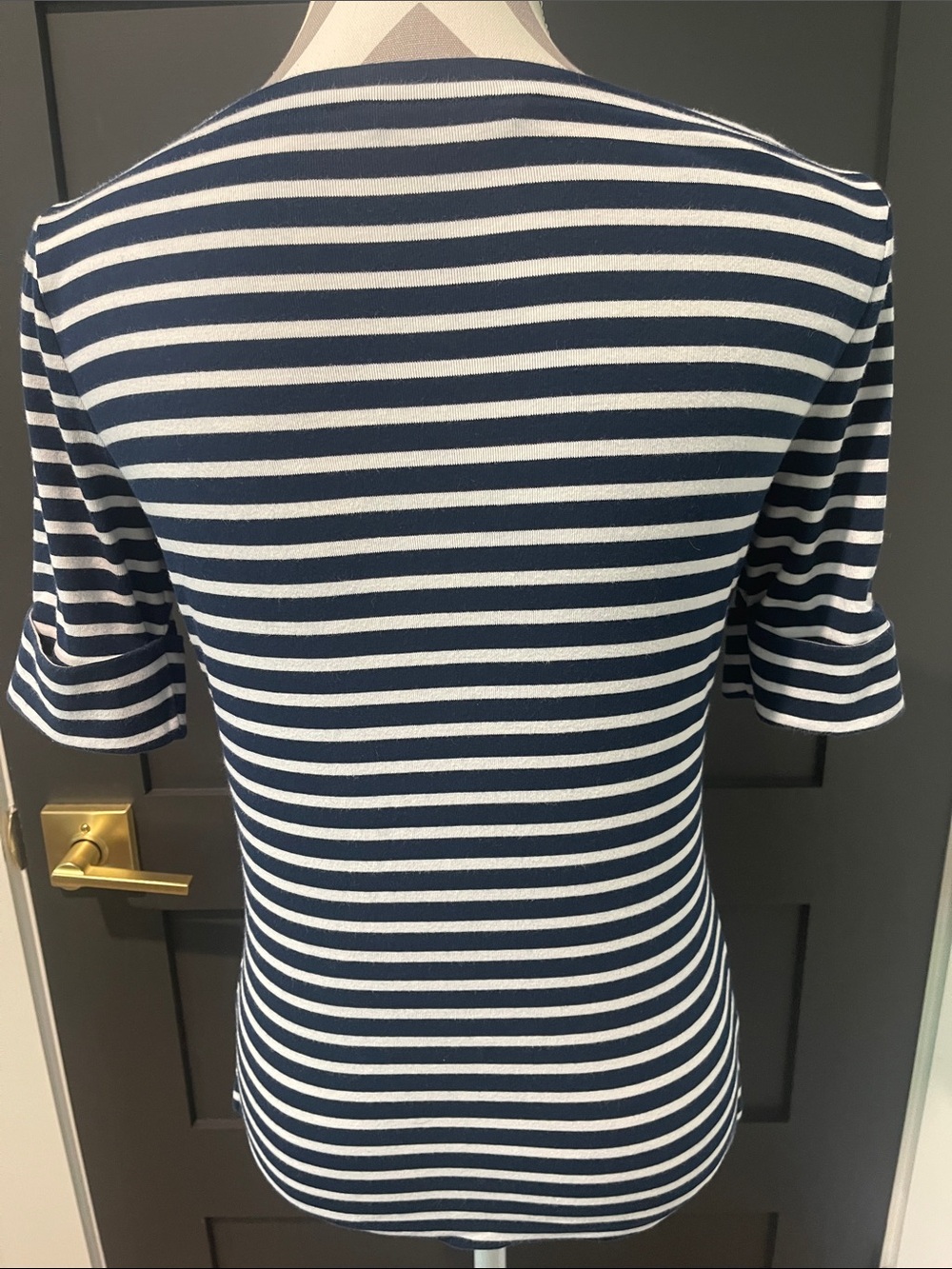 Ralph Lauren Nautical Striped Cotton Navy and White Boatneck Top Size S - Picture 6 of 8